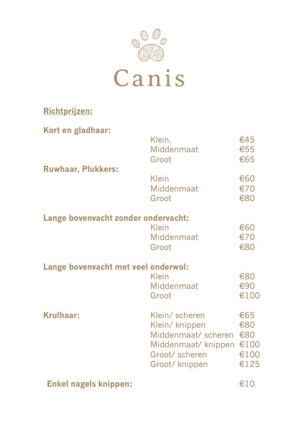 hondentrimmers Zandvliet | Canis Hondentrimsalon